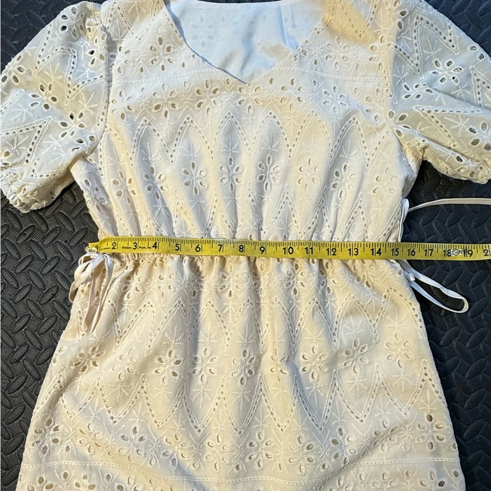 Vintage Homemade Cream Eyelet Midi Dress Size Small - Picture 6 of 10